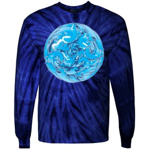 Great Wave Water Ball Emblem Tie-Dye Long Sleeve Shirt