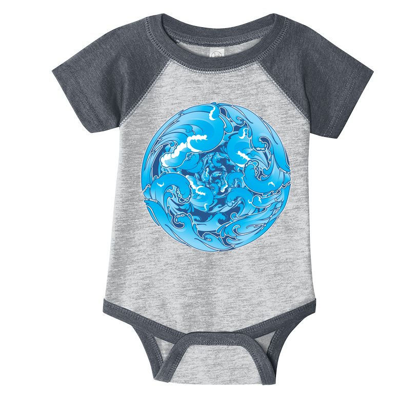 Great Wave Water Ball Emblem Infant Baby Jersey Bodysuit
