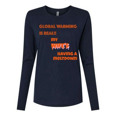 Global Warming Wife's Meltdown Womens Cotton Relaxed Long Sleeve T-Shirt