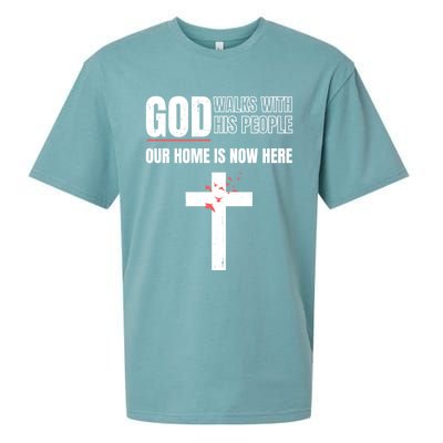 God Walks With His People Our Home Is Now Here Refugee Day Gift Sueded Cloud Jersey T-Shirt