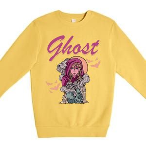 Ghost Witch Women Halloween Scary Monster Skull Premium Crewneck Sweatshirt