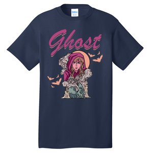 Ghost Witch Women Halloween Scary Monster Skull Tall T-Shirt