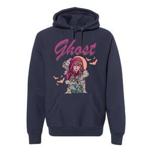 Ghost Witch Women Halloween Scary Monster Skull Premium Hoodie