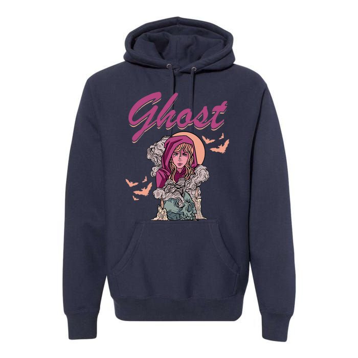 Ghost Witch Women Halloween Scary Monster Skull Premium Hoodie