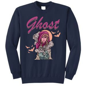 Ghost Witch Women Halloween Scary Monster Skull Tall Sweatshirt