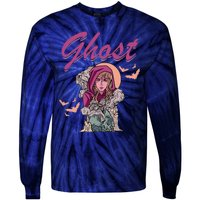 Ghost Witch Women Halloween Scary Monster Skull Tie-Dye Long Sleeve Shirt