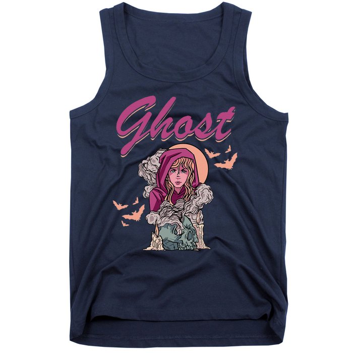 Ghost Witch Women Halloween Scary Monster Skull Tank Top