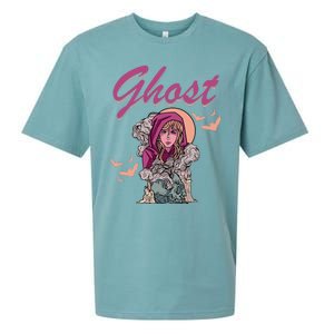 Ghost Witch Women Halloween Scary Monster Skull Sueded Cloud Jersey T-Shirt