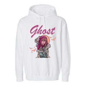 Ghost Witch Women Halloween Scary Monster Skull Garment-Dyed Fleece Hoodie