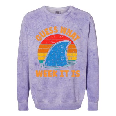 Guess What Week It Is Funny Shark Gifts Colorblast Crewneck Sweatshirt