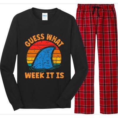 Guess What Week It Is Funny Shark Gifts Long Sleeve Pajama Set