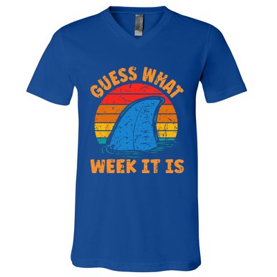 Guess What Week It Is Funny Shark Gifts V-Neck T-Shirt