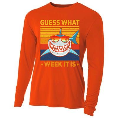 Guess What Week It Is Funny Shark Vintage Cooling Performance Long Sleeve Crew