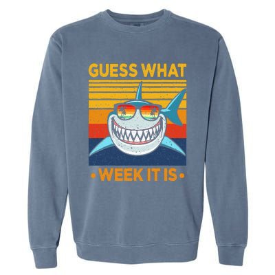 Guess What Week It Is Funny Shark Vintage Garment-Dyed Sweatshirt