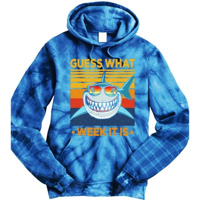 Guess What Week It Is Funny Shark Vintage Tie Dye Hoodie