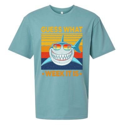 Guess What Week It Is Funny Shark Vintage Sueded Cloud Jersey T-Shirt