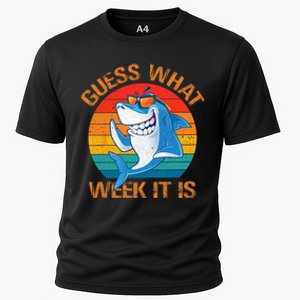 Guess What Week It Is Funny Shark Gifts Men Women Cooling Performance Crew T-Shirt