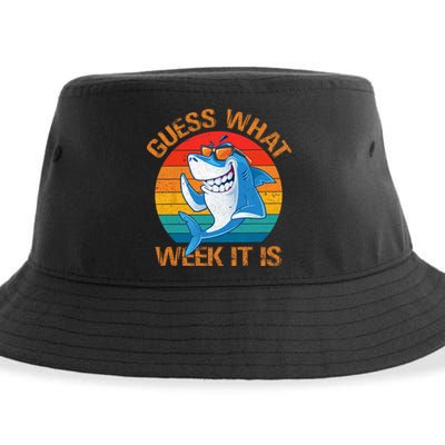 Guess What Week It Is Funny Shark Gifts Men Women Sustainable Bucket Hat