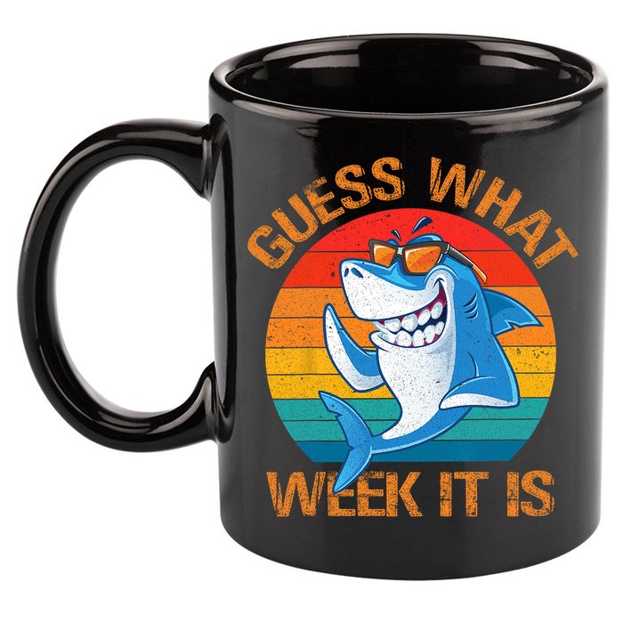 Guess What Week It Is Funny Shark Gifts Men Women 11oz C Handle Ceramic Mug