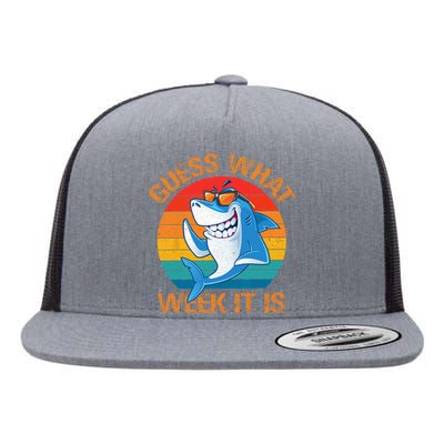 Guess What Week It Is Funny Shark Gifts Men Women Flat Bill Trucker Hat