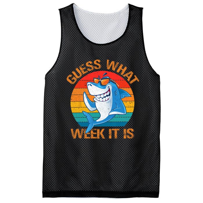 Guess What Week It Is Funny Shark Gifts Men Women Mesh Reversible Basketball Jersey Tank