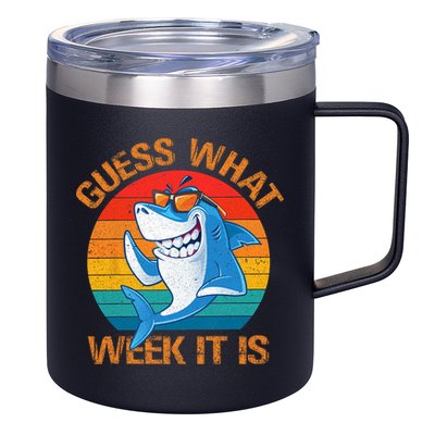 Guess What Week It Is Funny Shark Gifts Men Women 12oz Stainless Steel Coffee Mug