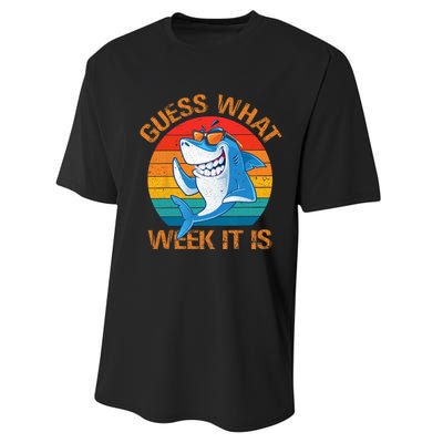 Guess What Week It Is Funny Shark Gifts Men Women Performance Sprint T-Shirt