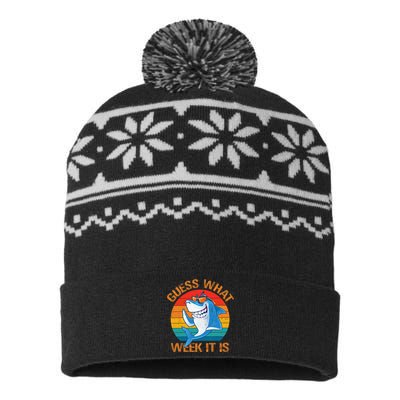 Guess What Week It Is Funny Shark Gifts Men Women USA-Made Snowflake Beanie