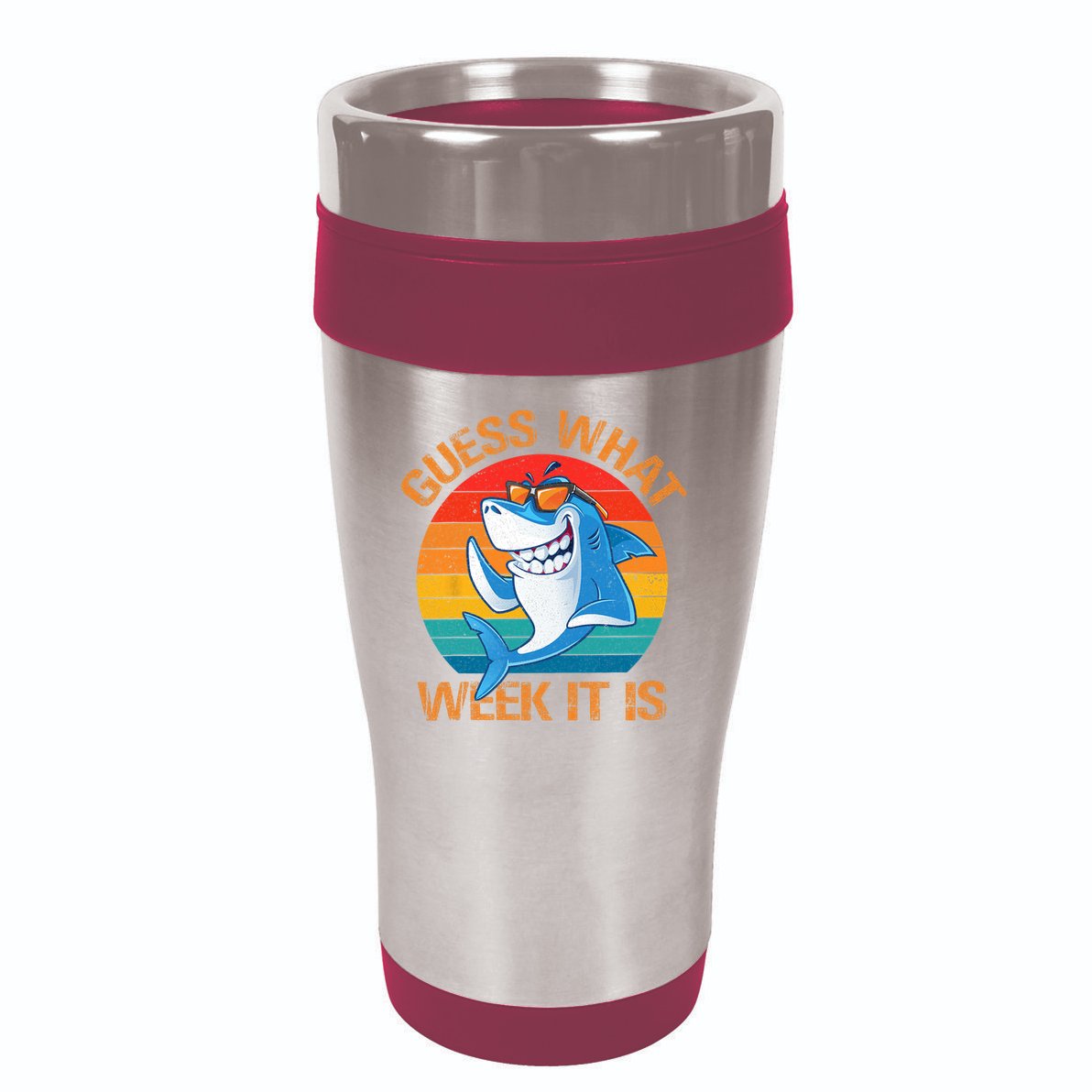 Guess What Week It Is Funny Shark Gifts Men Women 16oz Travel Tumbler