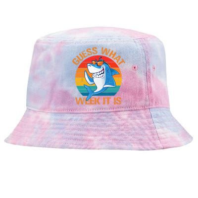 Guess What Week It Is Funny Shark Gifts Men Women Tie-Dyed Bucket Hat