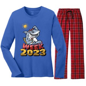 Guess What Week It Is Funny Shark Gifts Women's Long Sleeve Flannel Pajama Set 