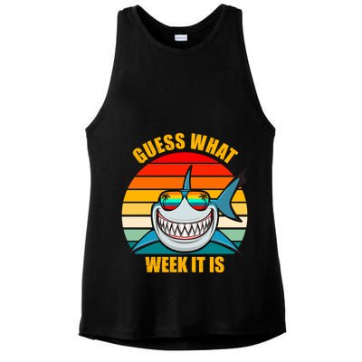 Guess What Week It Is Retro Shark Week Ladies PosiCharge Tri-Blend Wicking Tank
