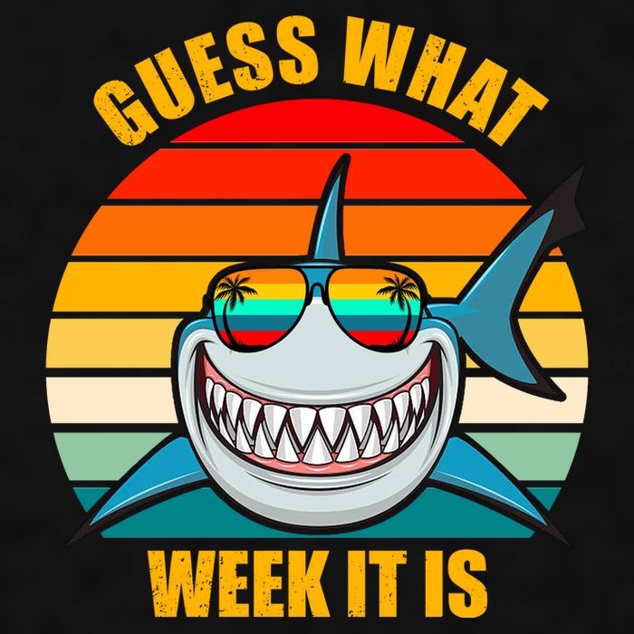 Guess What Week It Is Retro Shark Week Ladies PosiCharge Tri-Blend Wicking Tank
