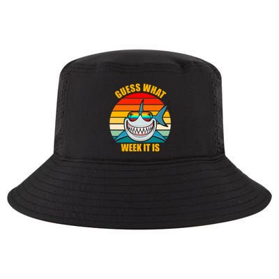 Guess What Week It Is Retro Shark Week Cool Comfort Performance Bucket Hat