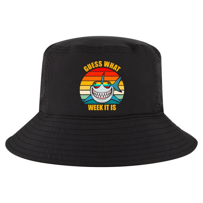 Guess What Week It Is Retro Shark Week Cool Comfort Performance Bucket Hat