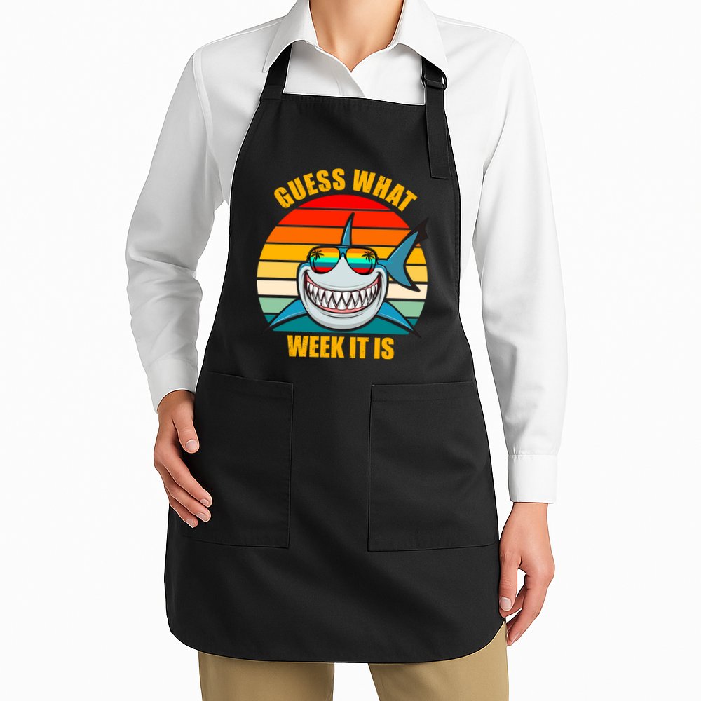 Guess What Week It Is Retro Shark Week Apron