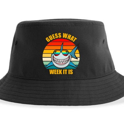 Guess What Week It Is Retro Shark Week Sustainable Bucket Hat