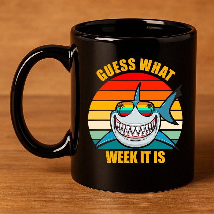 Guess What Week It Is Retro Shark Week 11oz C Handle Ceramic Mug