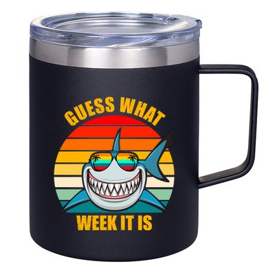 Guess What Week It Is Retro Shark Week 12oz Stainless Steel Coffee Mug