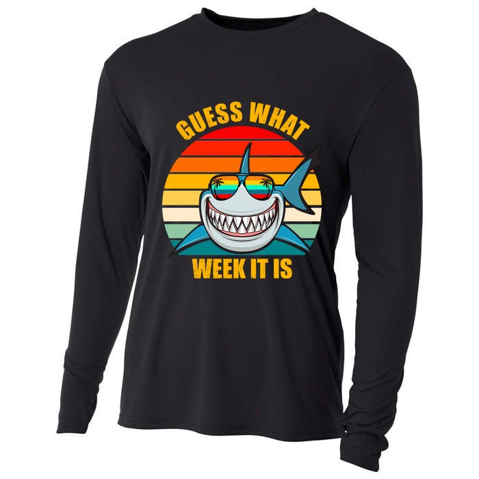 Guess What Week It Is Retro Shark Week Cooling Performance Long Sleeve Crew