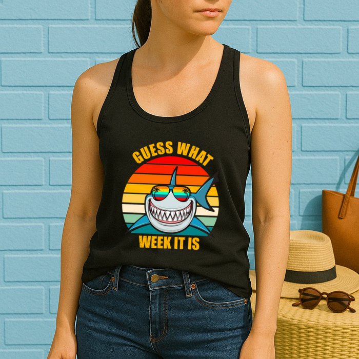 Guess What Week It Is Retro Shark Week Womens Tank Top