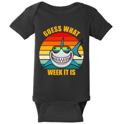 Guess What Week It Is Retro Shark Week Baby Bodysuit