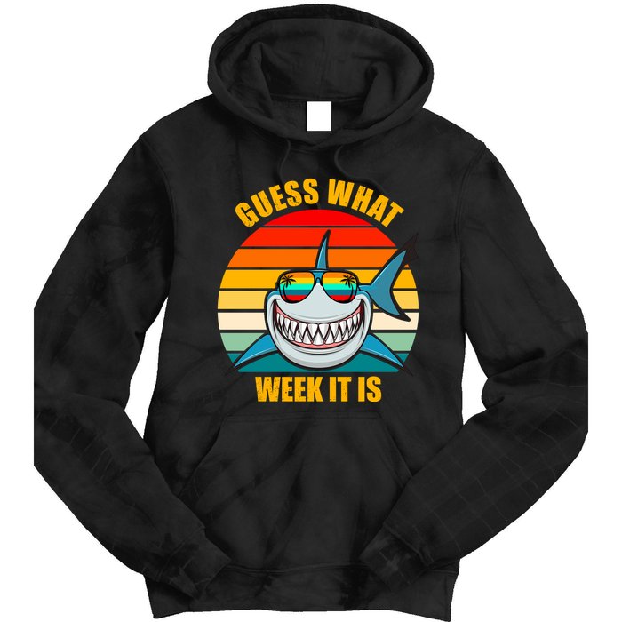Guess What Week It Is Retro Shark Week Tie Dye Hoodie