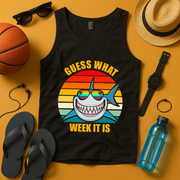 Guess What Week It Is Retro Shark Week Tank Top