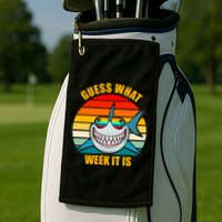 Guess What Week It Is Retro Shark Week Golf Towel