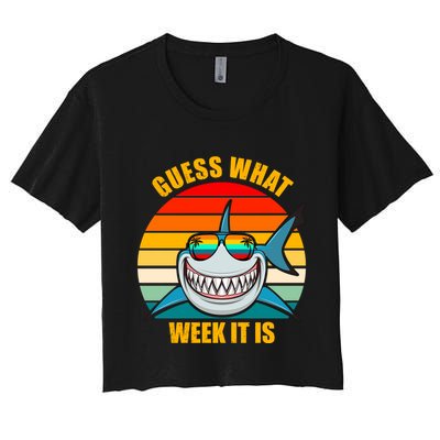 Guess What Week It Is Retro Shark Week Crop Top