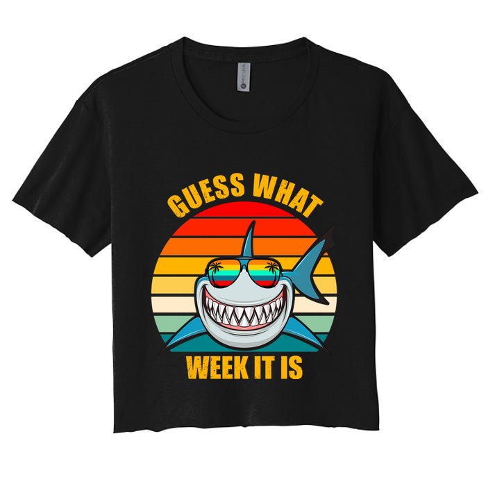 Guess What Week It Is Retro Shark Week Crop Top