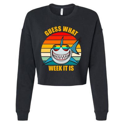 Guess What Week It Is Retro Shark Week Cropped Pullover Crew