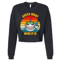 Guess What Week It Is Retro Shark Week Cropped Pullover Crew