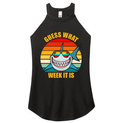 Guess What Week It Is Retro Shark Week Women's Perfect Tri Rocker Tank